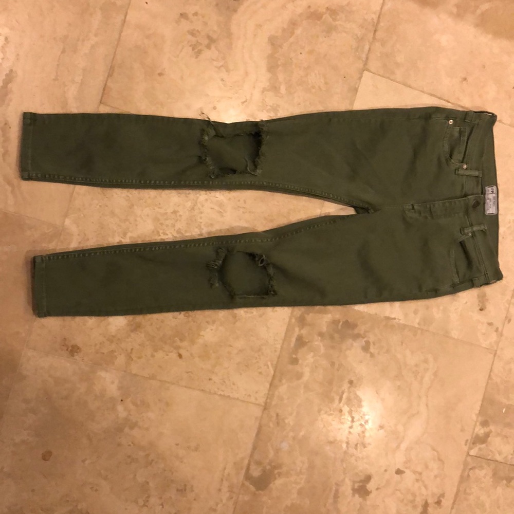 ARMY GREEN FREE PEOPLE JEANS WORN ONCE